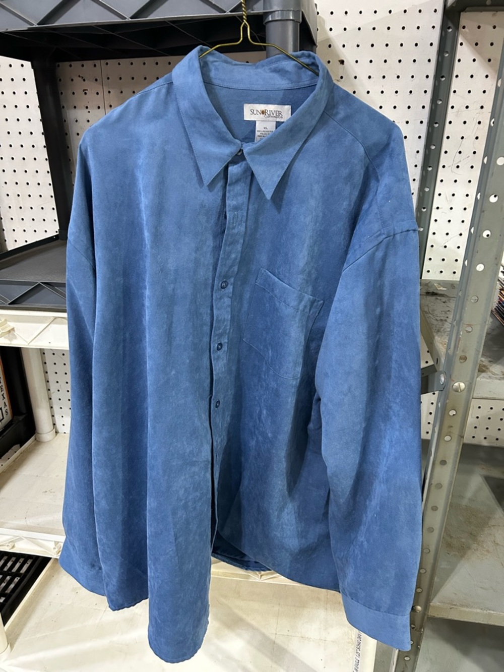 SUNRIVER Blue Suede Button-Up Shirt
